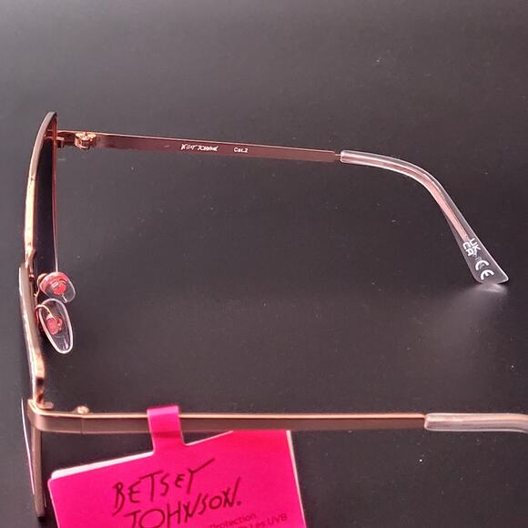 Betsey Johnson Rose Gold Glitter Shine Time Cateye Oversized Sunglasses NWT - Picture 7 of 8